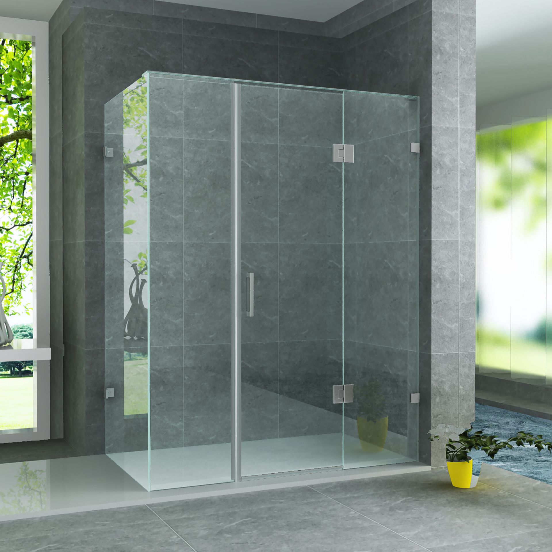 ALONI CABINE DE DOUCHE – PORTE PIVOTANTE ET PAROI LATÉRALE - 900X1200X1950MM - CHROME-VERRE CLAIR vue 2