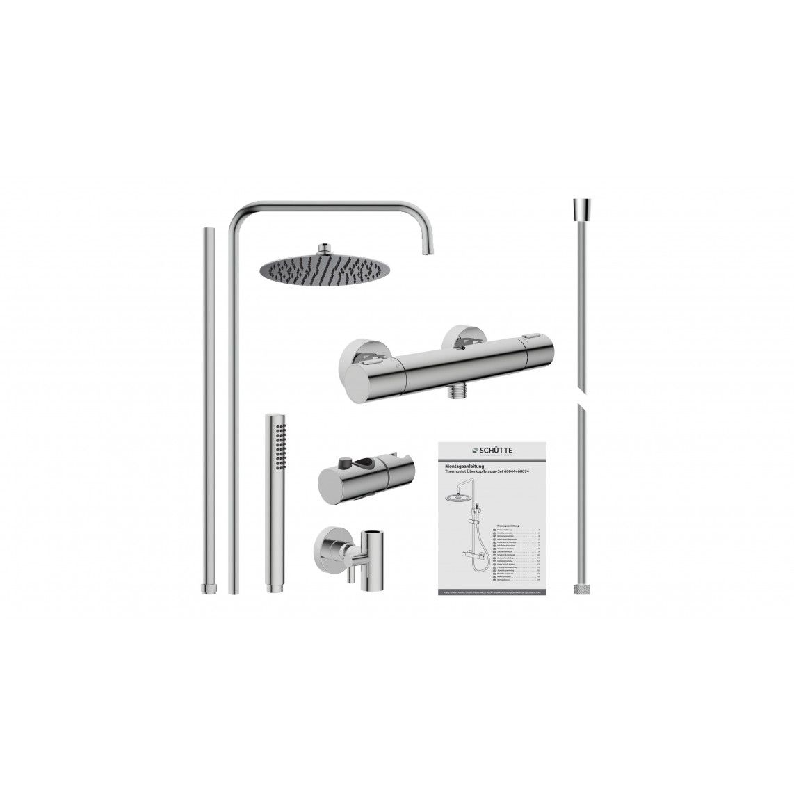 60044 AQUADUCT Overhead shower set, chrome, with thermostatic mixer vue 5