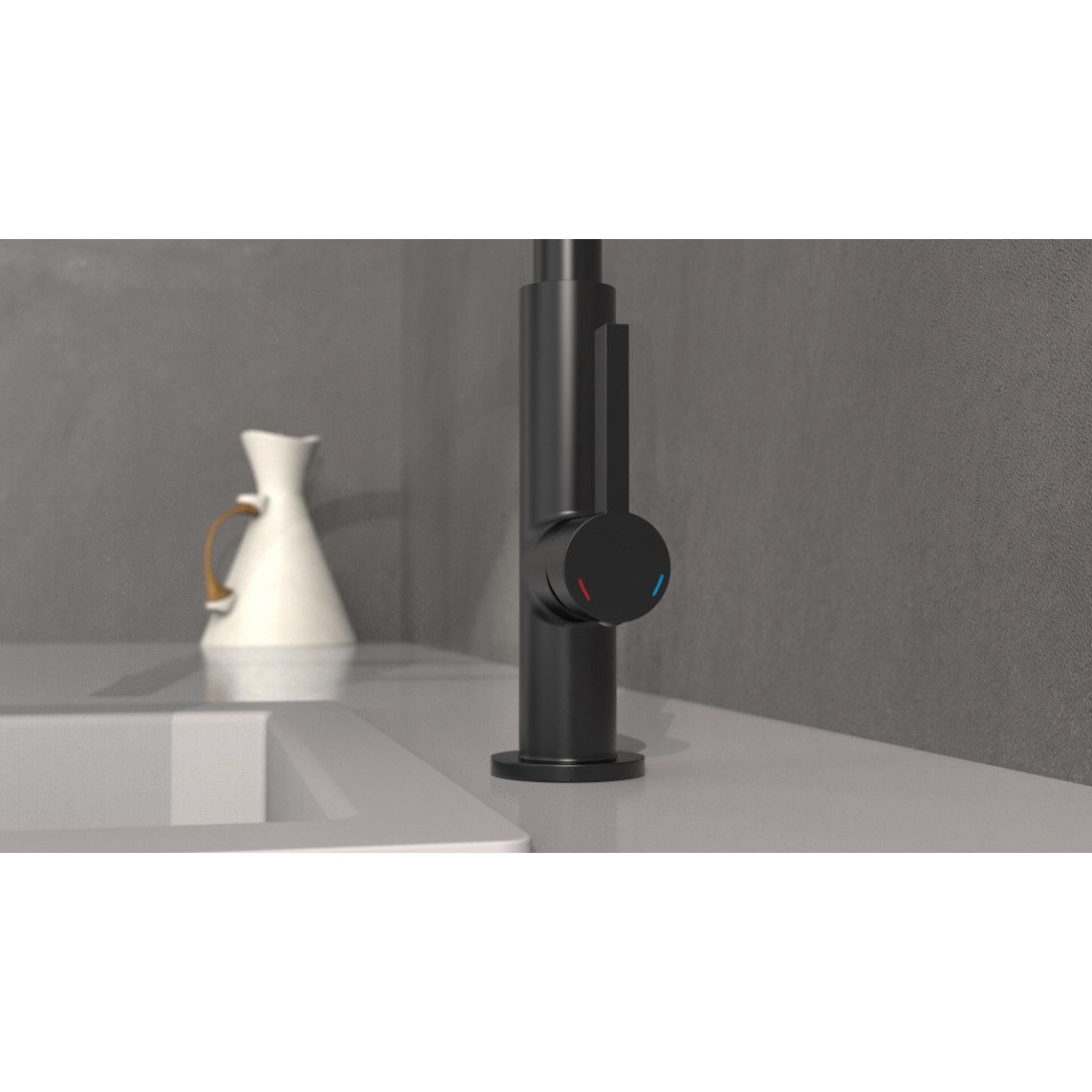 79147 MIAMI Sink mixer, black matt, with soft-touch hose vue 8