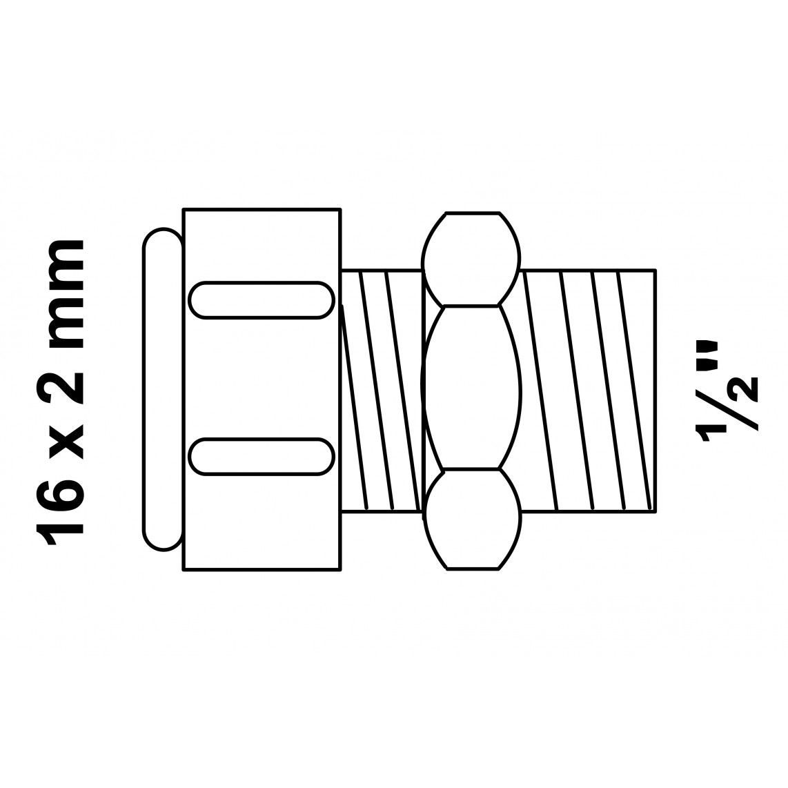 988905155 MS overgangsstuk, blanco, 16 mm x 1/2"BU, knelfitting voor meerlagen buis vue 4