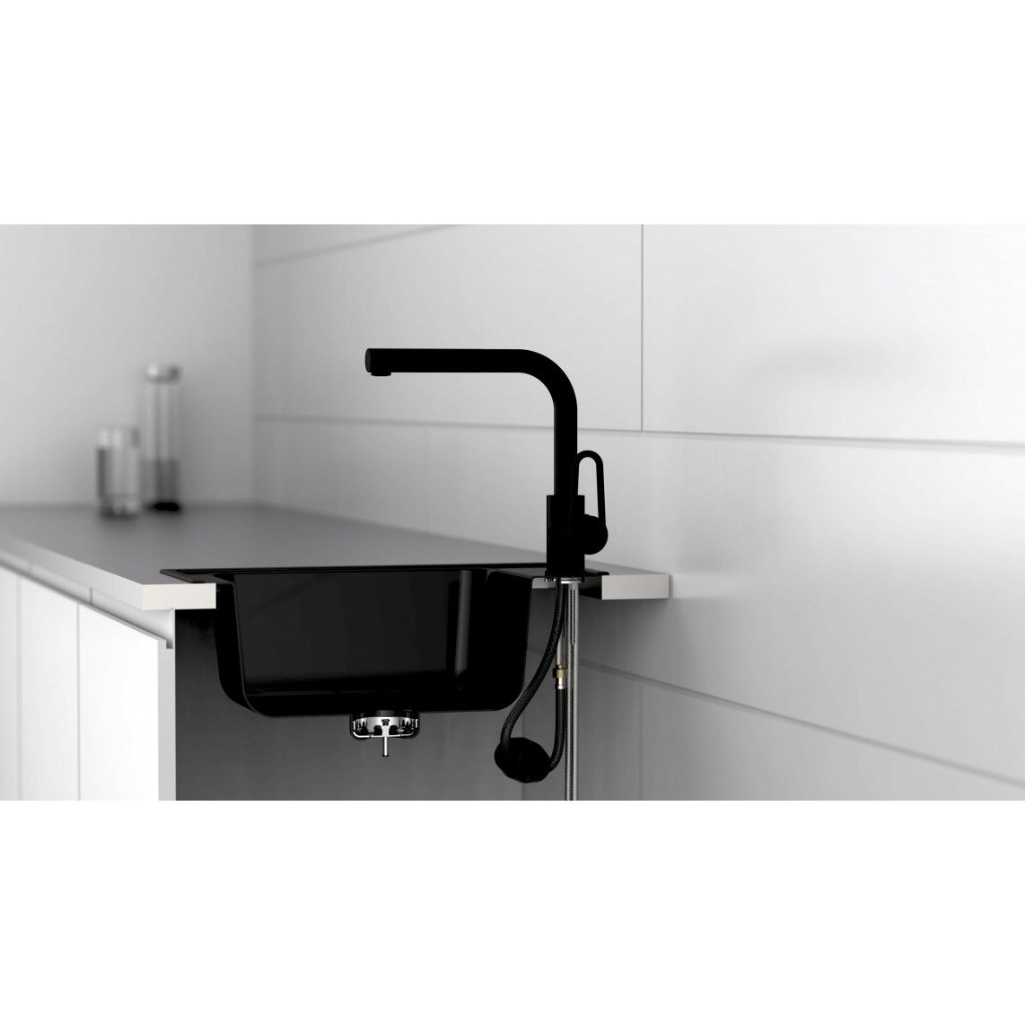 26239 DESIGN RING Keukenkraan, mat zwart, met uittrekbare vaatdouche vue 9