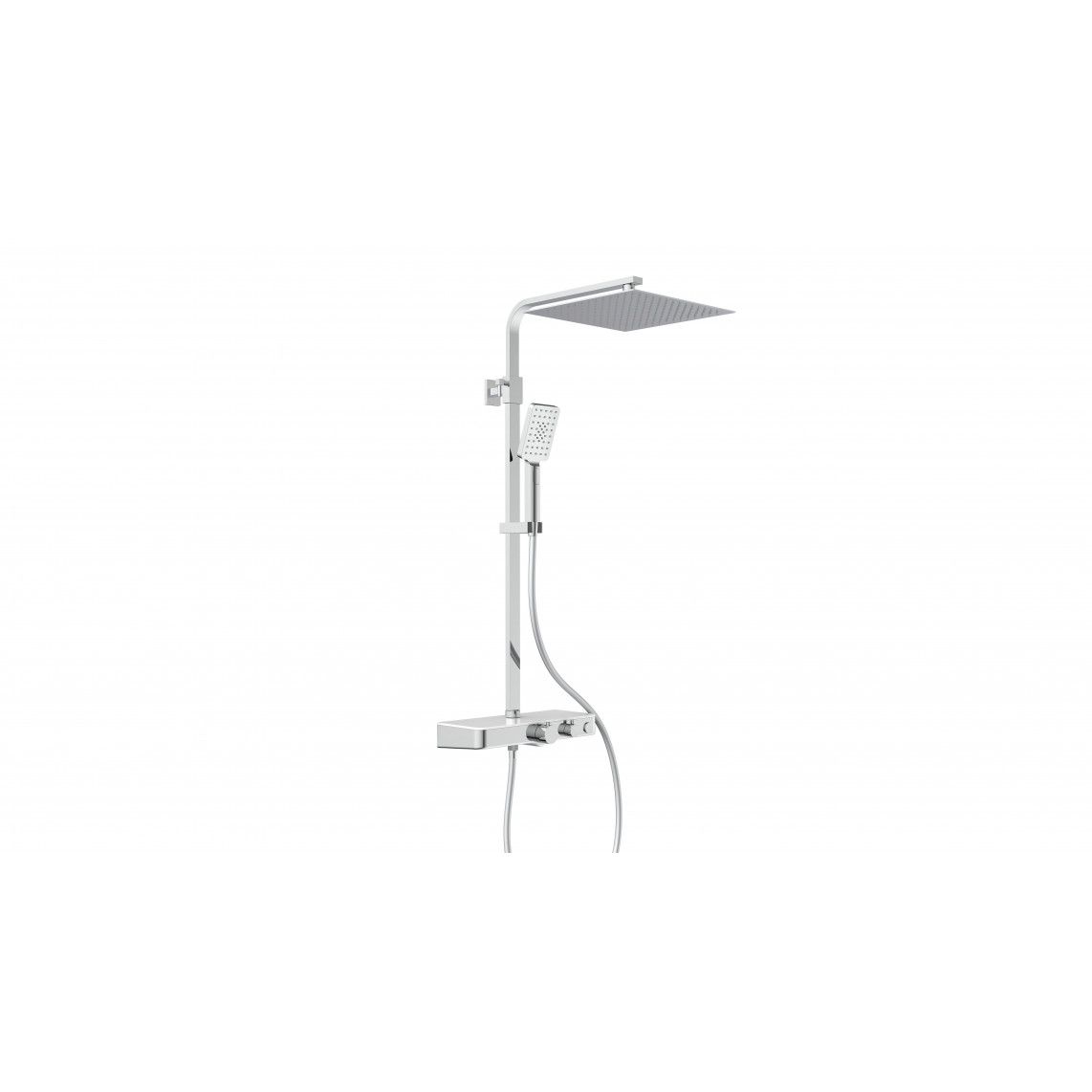 60530 OCEAN Overhead shower set, chrome/white, with thermostatic mixer, with tray vue 2