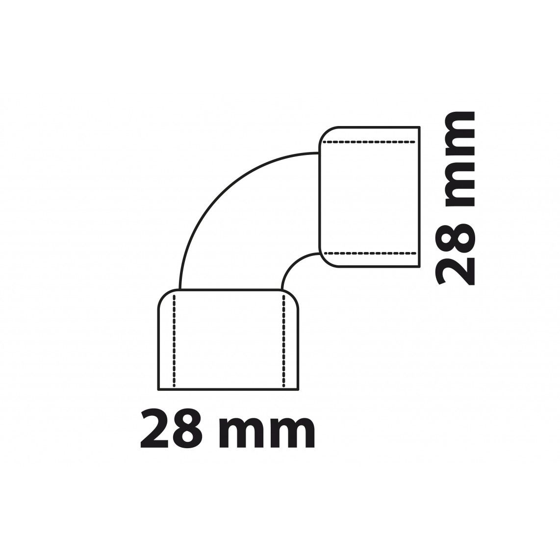 989016017 CU boog 90°, blanco, 28 mm, 2 mofen, (5002a) vue 3