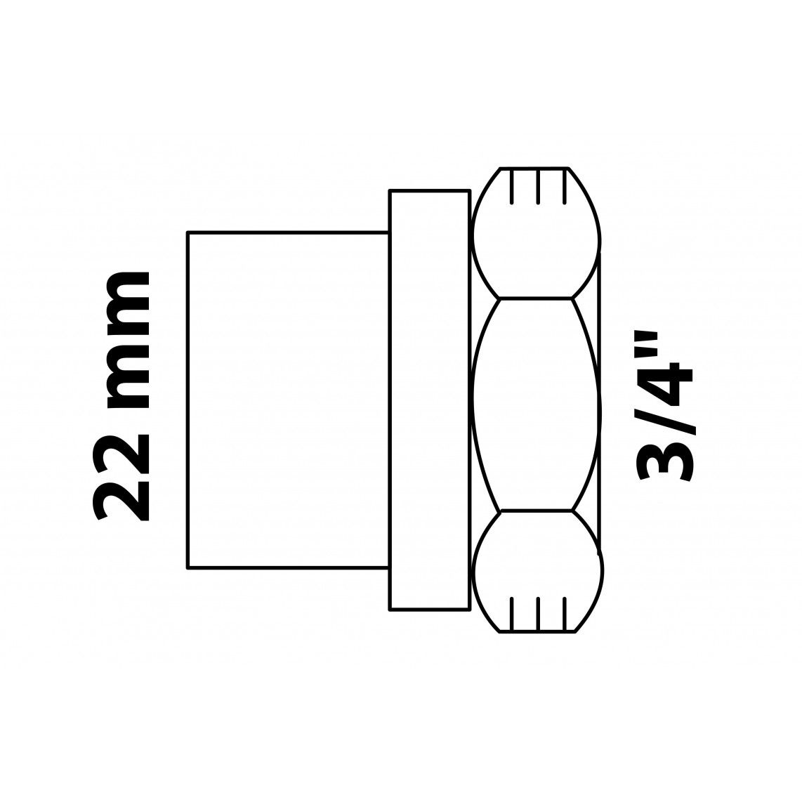 989104055 BR overgangsmof, blanco, 22 mm x 3/4"BI, 1 mof (4270g) vue 2