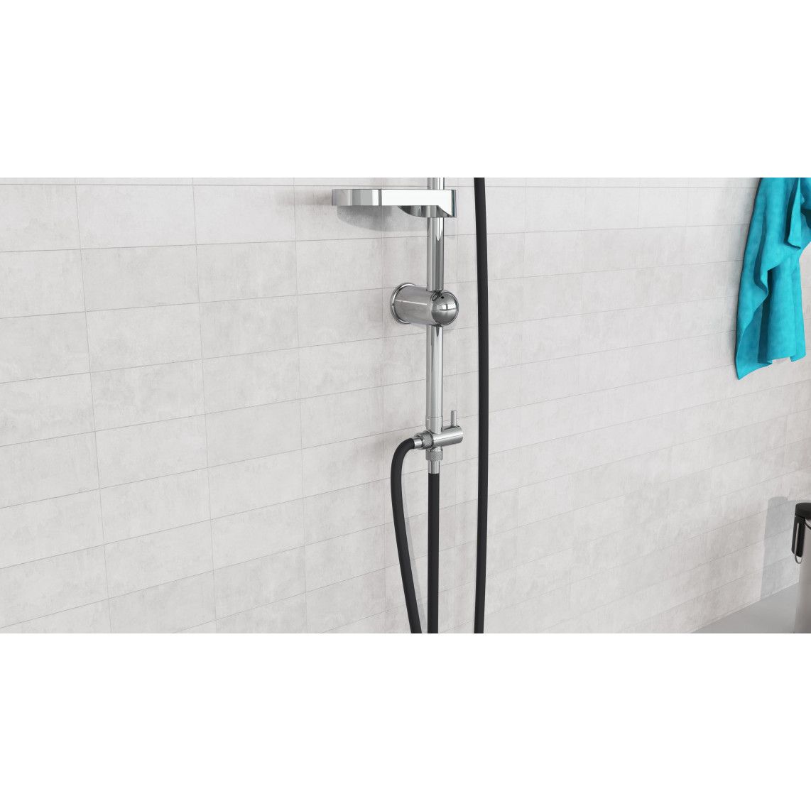 DXLD60088CS DUSCHTRAUM Overhead shower set, chrome/black vue 9