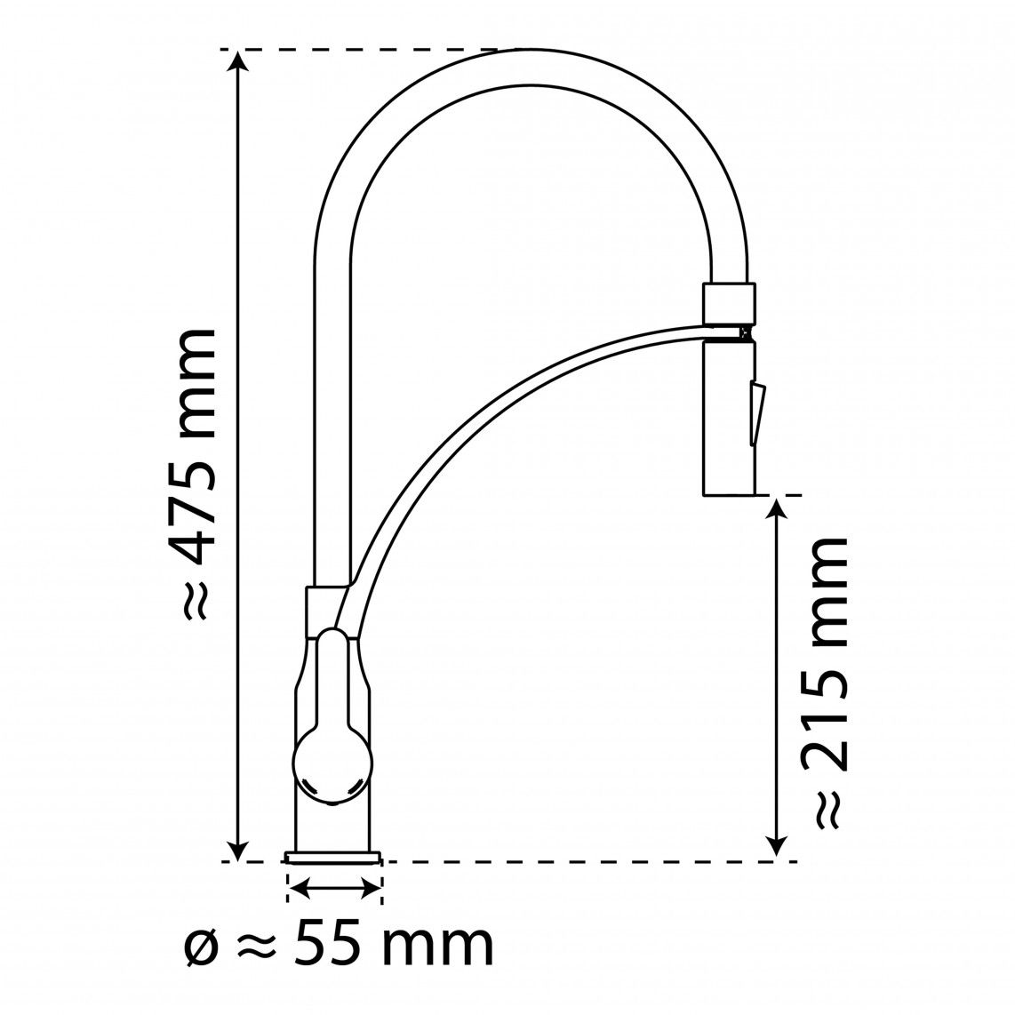 NI183CARB CARNEO Keukenkraan, mat zwart/zwart, met soft-touch slang vue 10