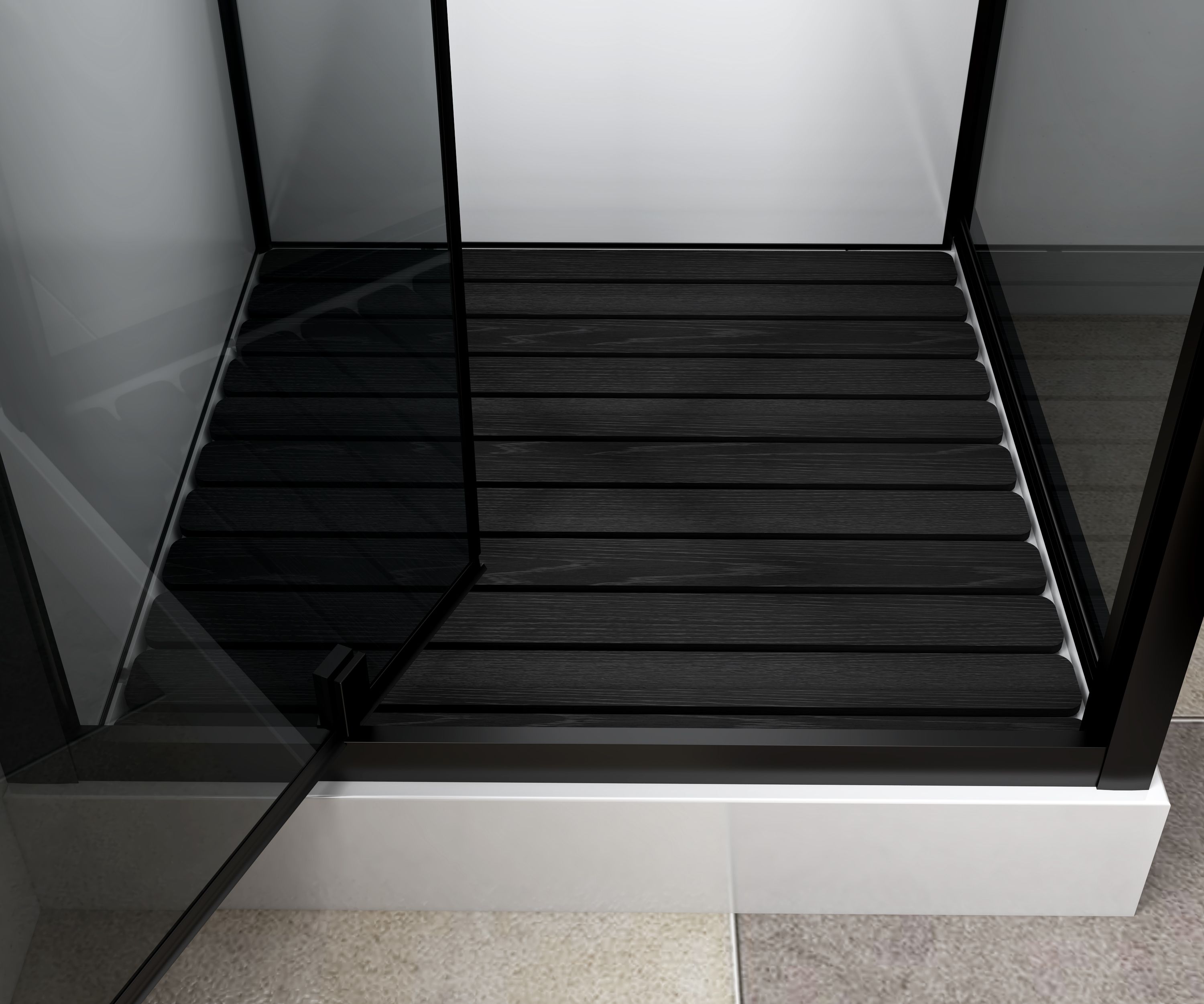 MARANI CABINE DE DOUCHE COMPLÈTE AVEC PORTE PIVOTANTE - RÉVERSIBLE - 90X225X90 CM - NOIR MAT - VERRE FUMÉ GRIS vue 4