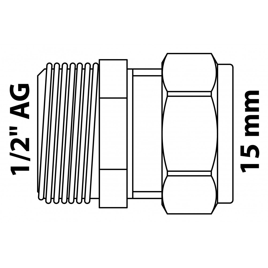 989457417 Transition piece, brass, 15 mm x 1/2" male, clamp fitting for copper pipe vue 4