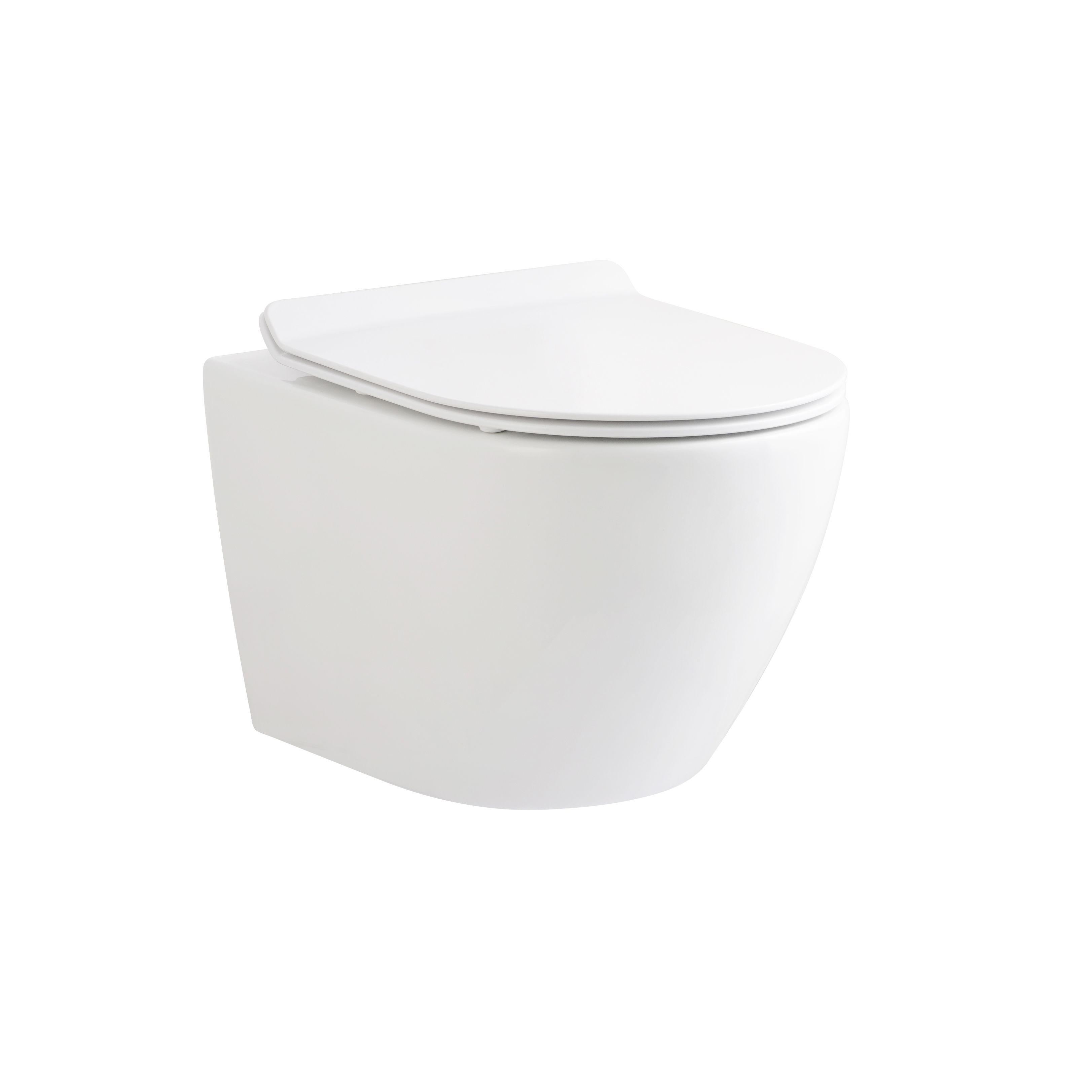 ALONI ECO WC SUSPENDU – SANS BRIDE – AVEC ABATTANT – DUROPLAST – SOFT CLOSE – QUICK RELEASE – COMPACT 49 CM – 36X36X49 CM – BLANC BRILLANT vue 2