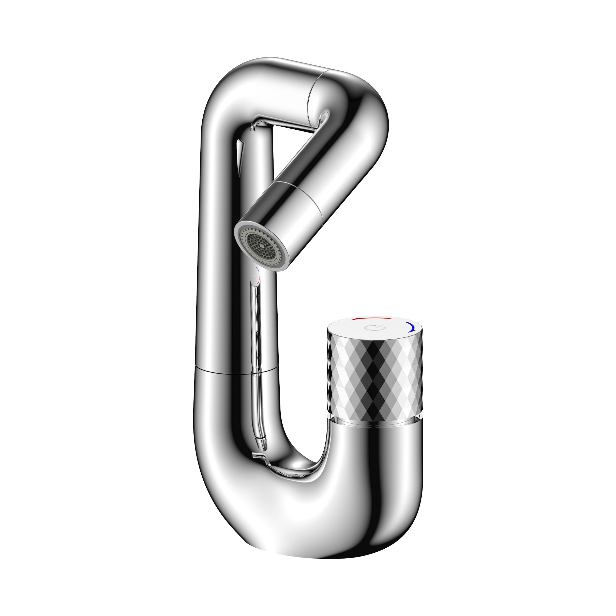 ALONI FLOW MITIGEUR DE LAVABO - BOUTON POUSSOIR - BEC PIVOTABLE - CHROME vue 2