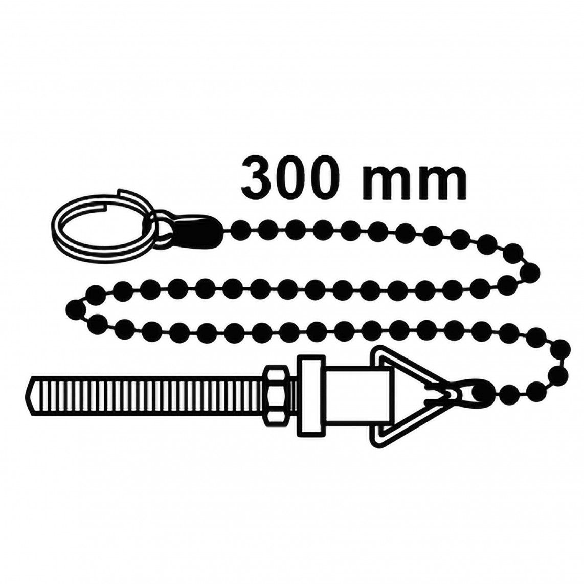 98816114 Valve chain, chrome, 300 mm, with threaded screw vue 2