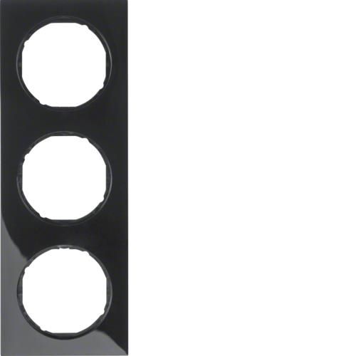 Plaque de recouvrement 3 postes Berker R.3 Noir, brillant