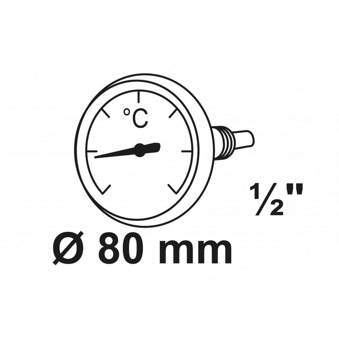 984533164 Clock-hand thermometer, 80 mm, 1/2" male, connection back vue 2