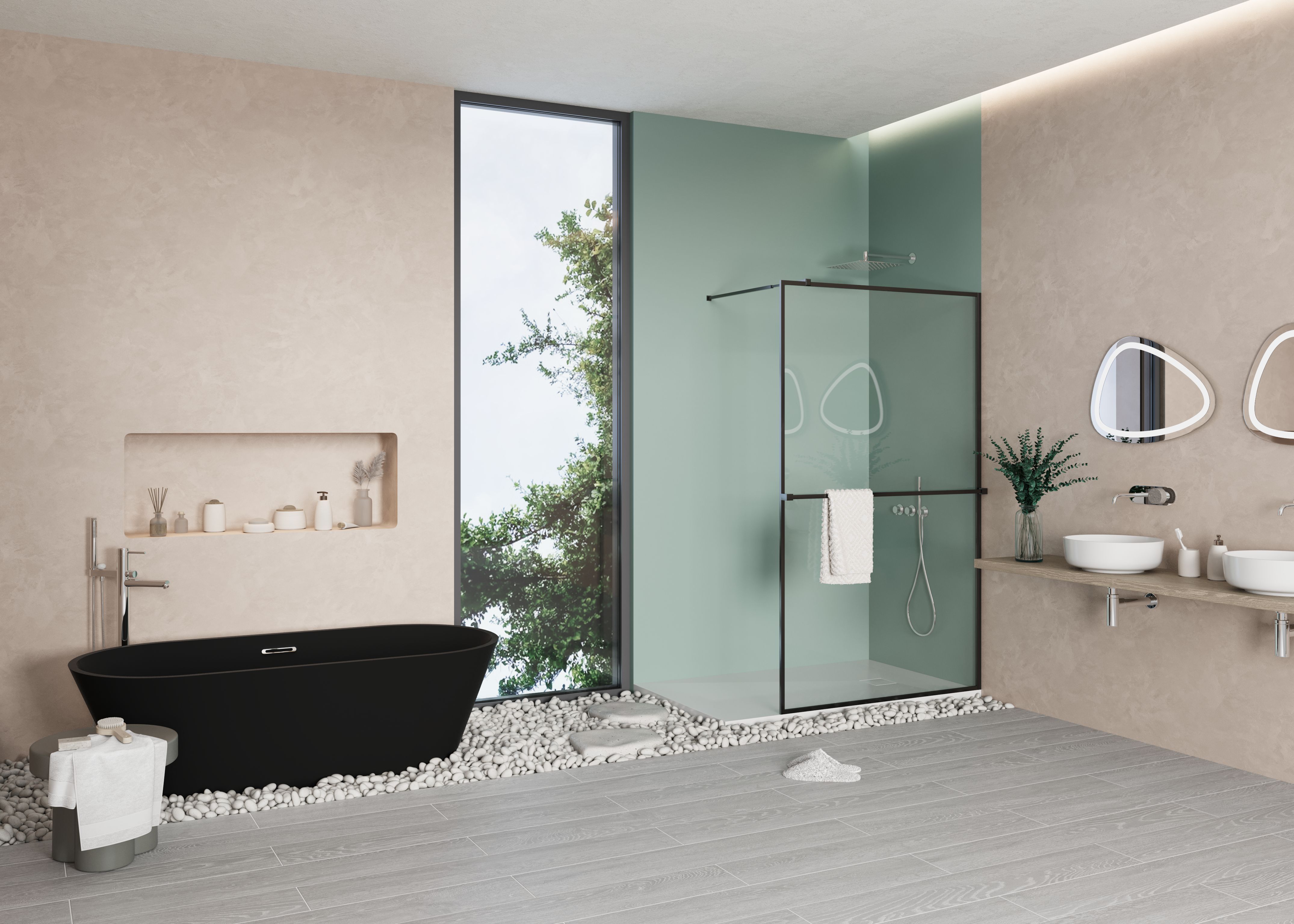 ALONI BAUCI VRIJSTAAND BAD - SOLID SURFACE - 170X80X58,5 CM - MAT ZWART vue 2