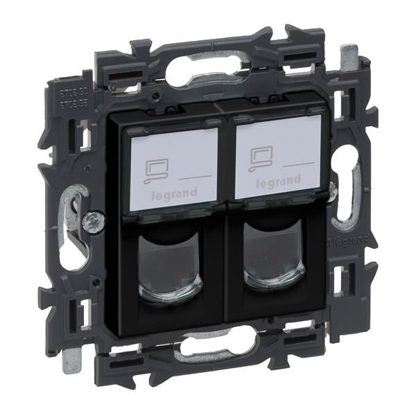 Valena prise 2 x RJ45 cat6 UTP appareil complet Noir à griffes