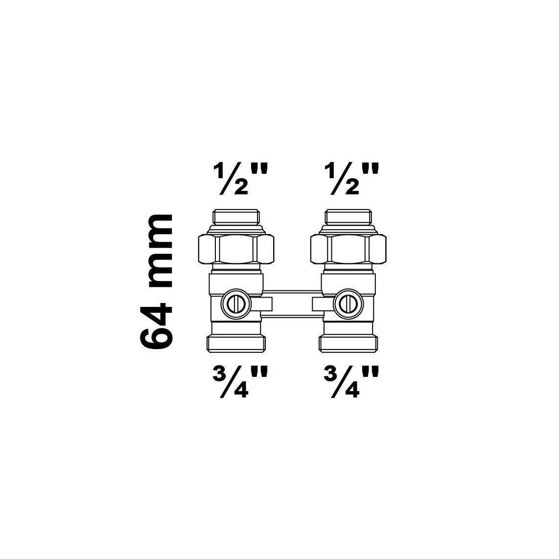 988526255 Tap block 90°, brass, nickel, 3/4" euroconus x 3/4" female, angle shape vue 2