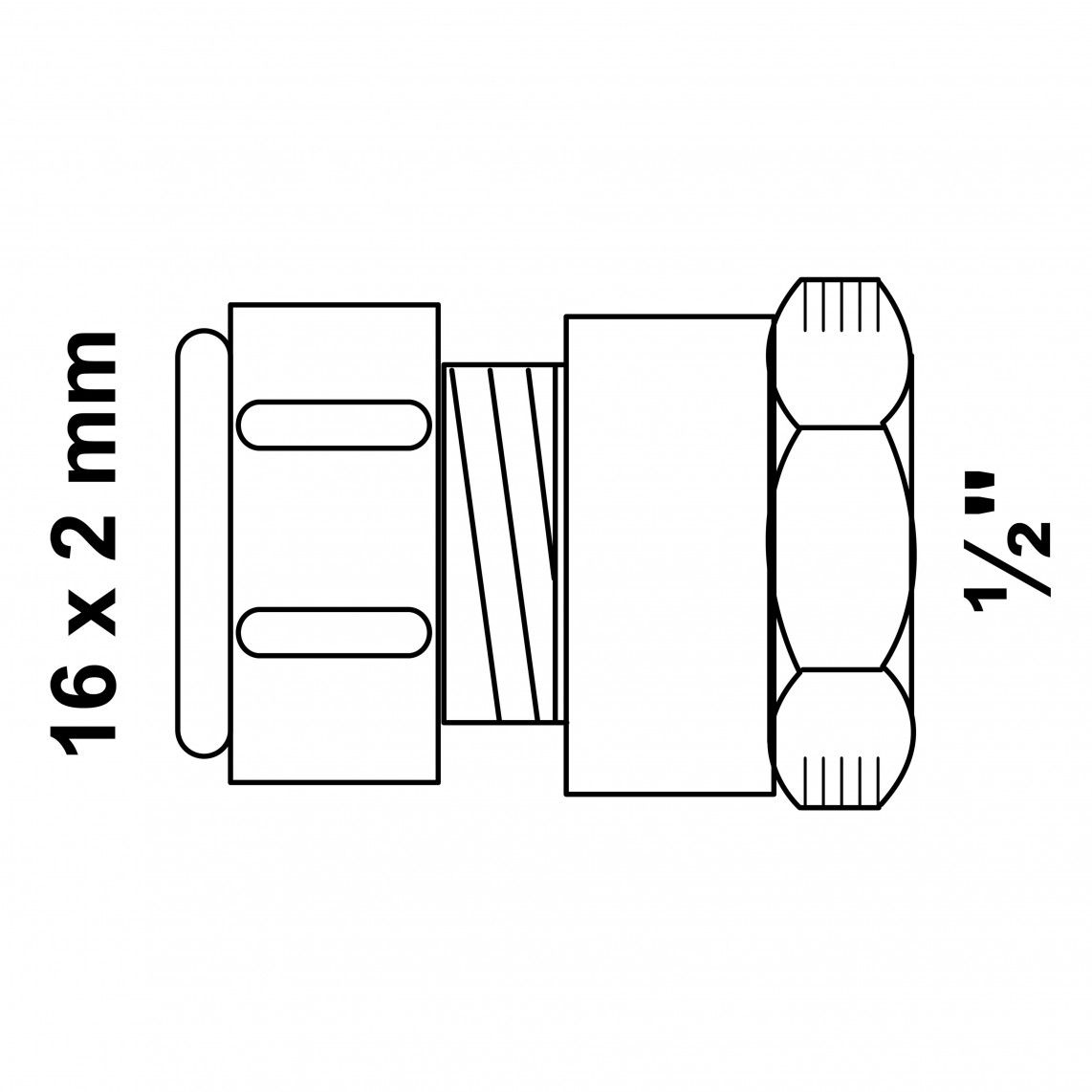 988903155 MS overgangsstuk, blanco, 16 mm x 1/2"BI, knelfitting voor meerlagen buis vue 4