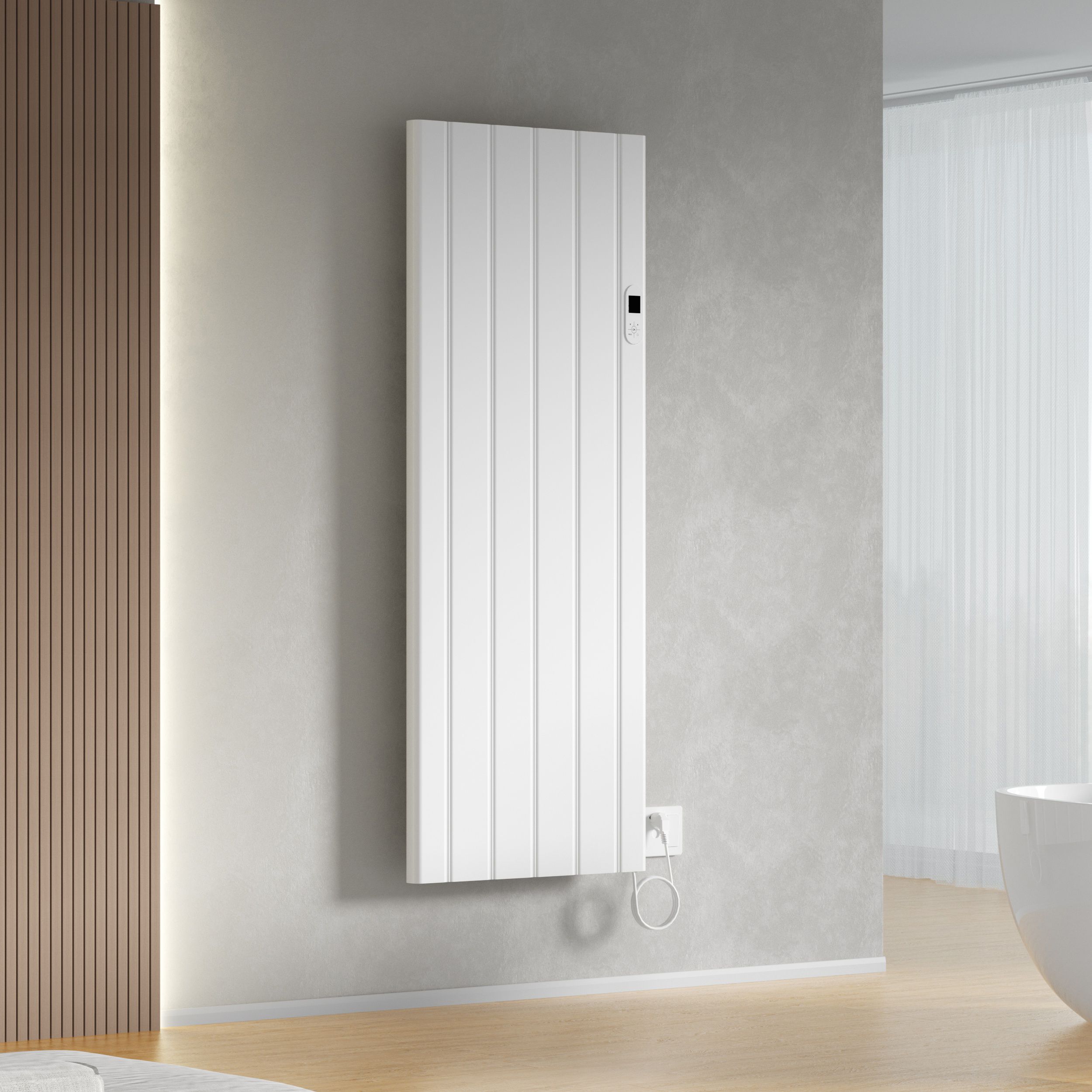 BELRAD RADIATEUR ÉLECTRIQUE – AVEC THERMOSTAT NUMÉRIQUE PROGRAMMABLE – SMART WIFI – 2000W – 1600X608X90 MM – BLANC BRILLANT vue 3