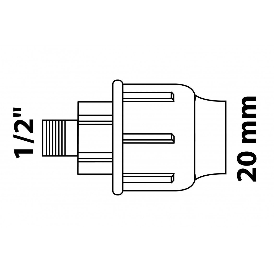 984842117 PP overgangsstuk, 20 mm x 1/2"BU, knelfitting voor tyleen/socarex vue 2