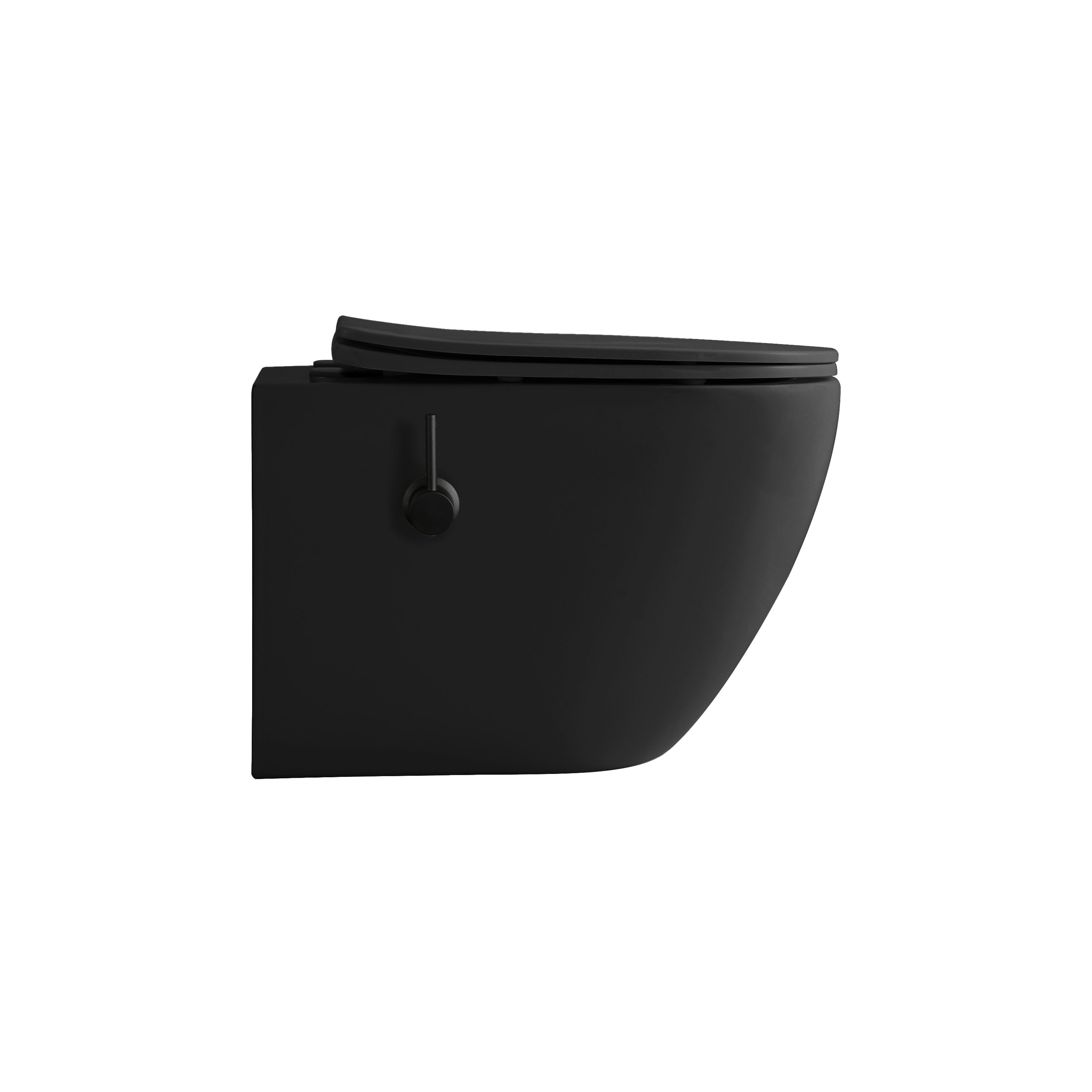 ALONI PRO WC SUSPENDU AVEC BIDET – TORNADO FLUSH – SANS BRIDE – AVEC ROBINET DE BIDET EAU CHAUDE ET FROIDE – AVEC ABATTANT – 52,5 CM – NOIR MAT vue 3