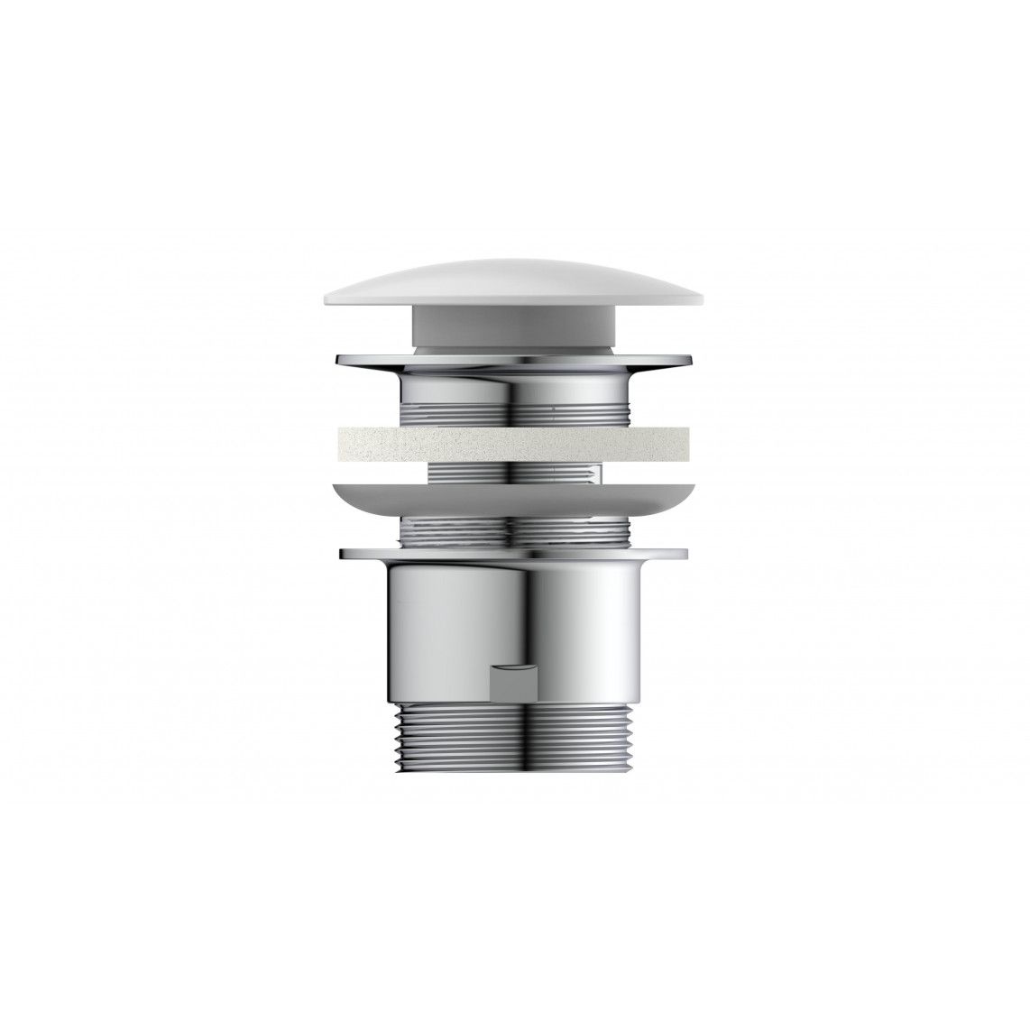98807410 Design-drain valve, cap, white, 1 1/4" x 65 mm, with overflow vue 3