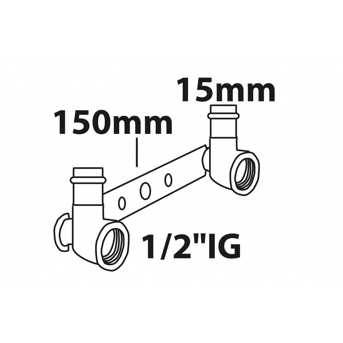 988628154 Mounting unit, red brass, 15 mm x 1/2" female 150 mm, 1 socket vue 2