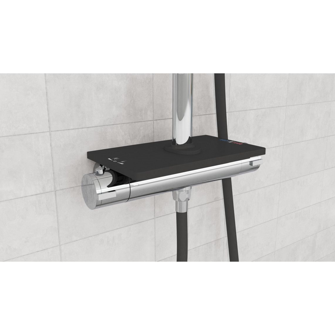 DX1103CST GRANDE VITA Overhead shower set, black, with thermostatic mixer vue 8