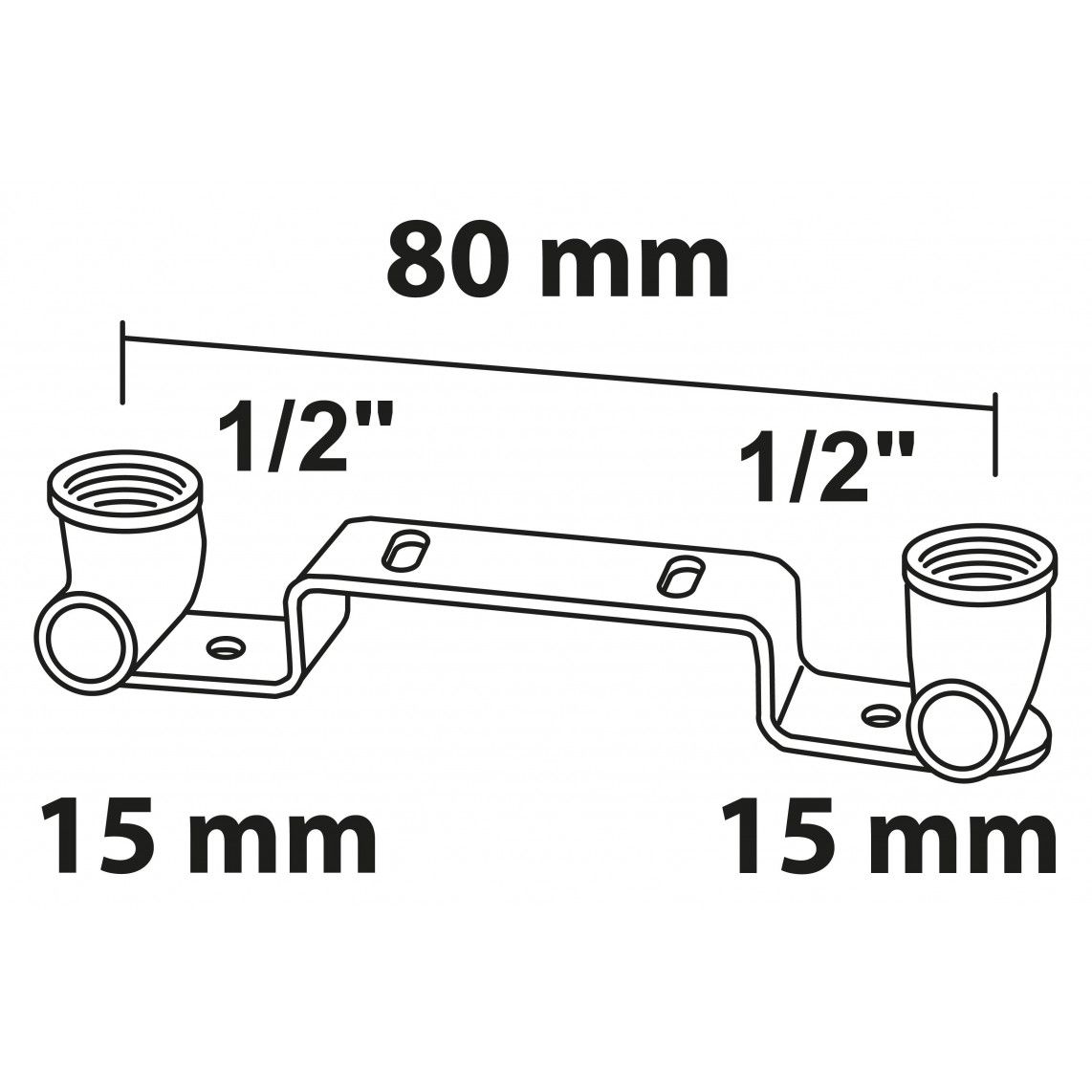 989122955 BR montage eenheid, blanco, 15 mm x 1/2"BI, HOH afstand 80 mm, 1 mof (4976g) vue 2