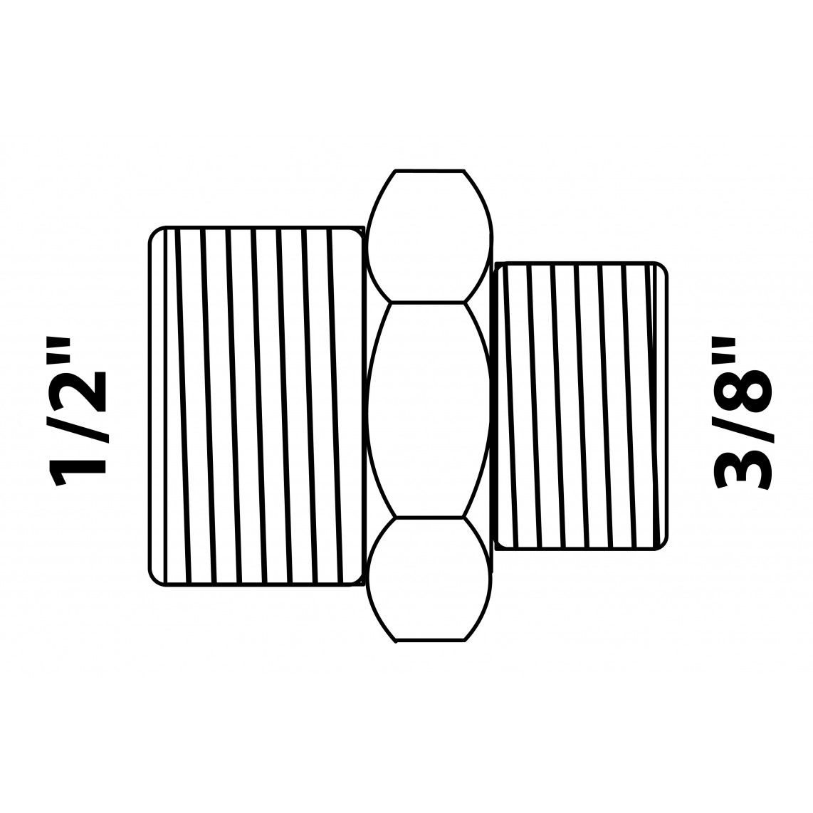 989351155 LT mamelon double réducteur, chromé, 1/2" M x 3/8" M, vue 2