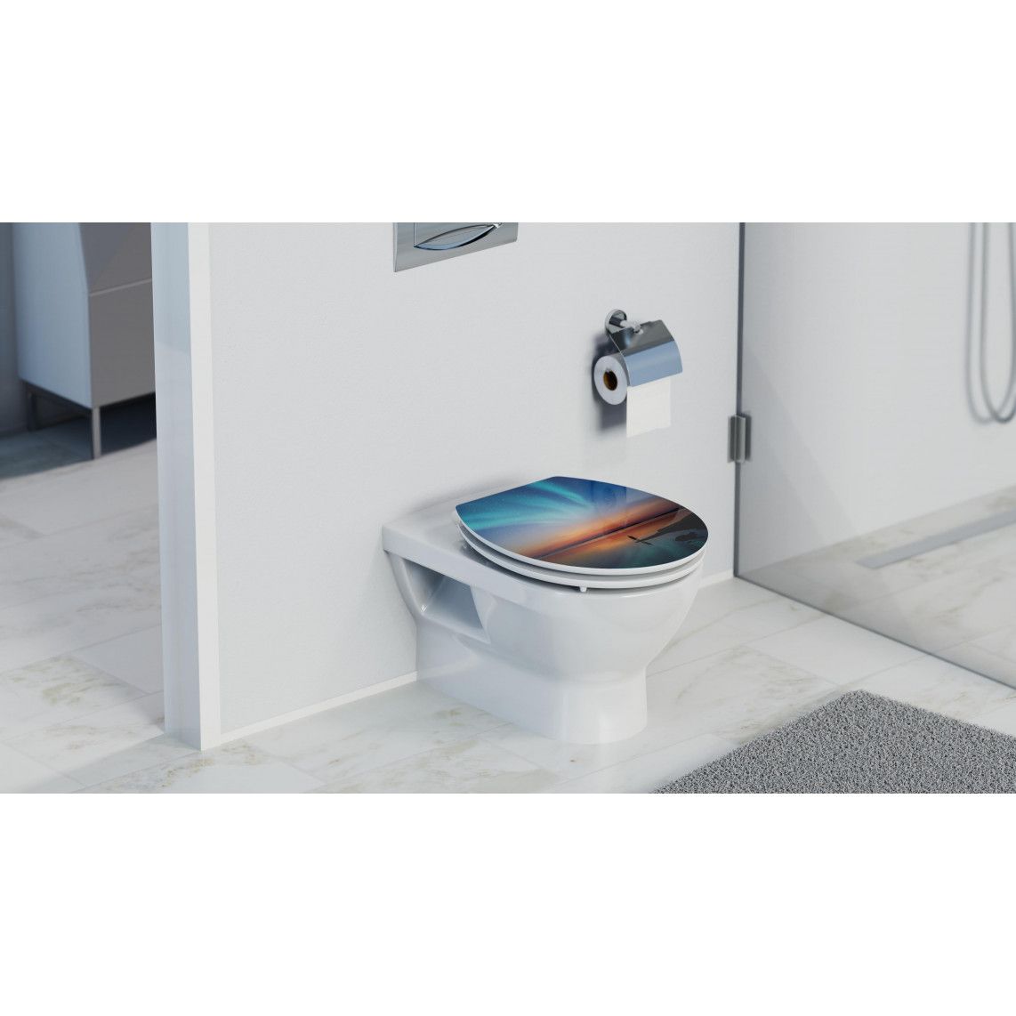 80548 MDF HG Toilet seat POLAR LIGHTS, with soft close vue 10