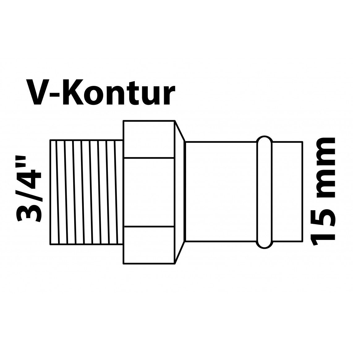 988623054 BR overloopnippel, blanco, 15 mm x 3/4"BU, 1 mof, (P4243g) vue 2