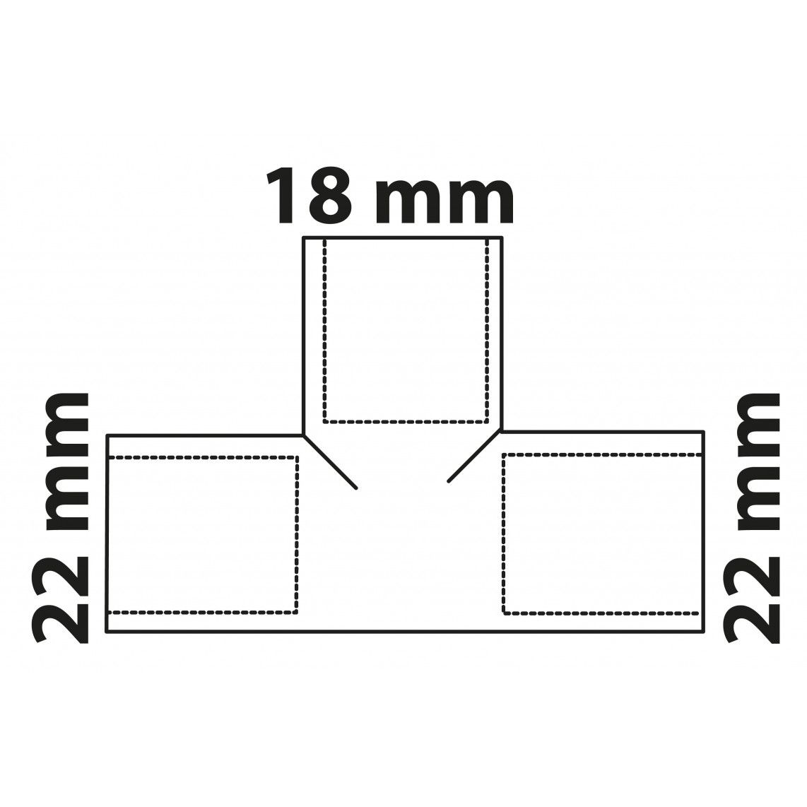 989278017 CU verloop T-stuk, blanco, 22 mm x 18 mm x 22 mm, 3 mofen (5130) vue 3