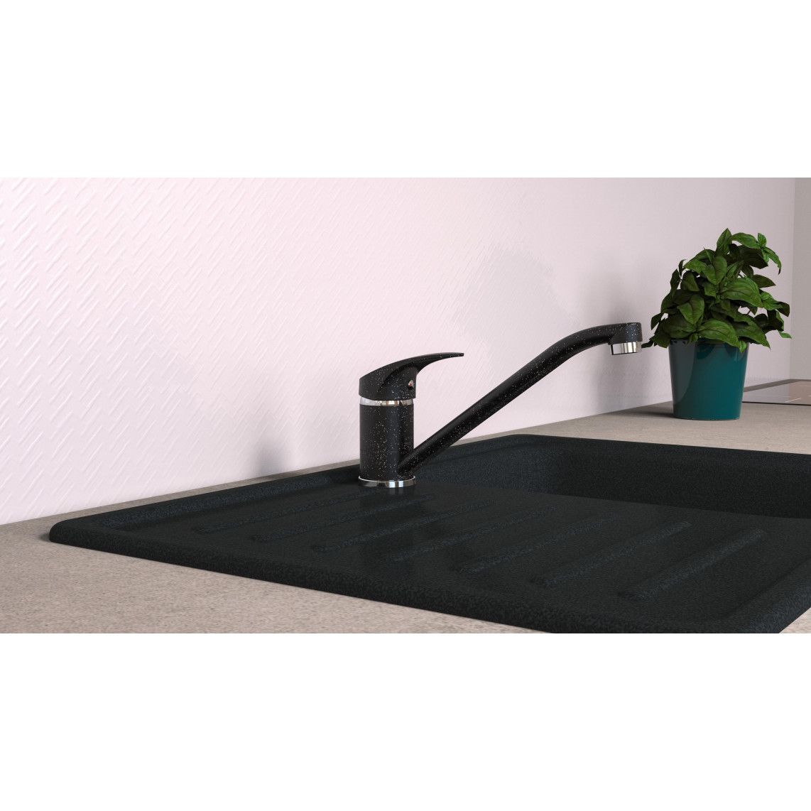 NI182SMCR GRANIT Sink mixer, granite/black vue 3
