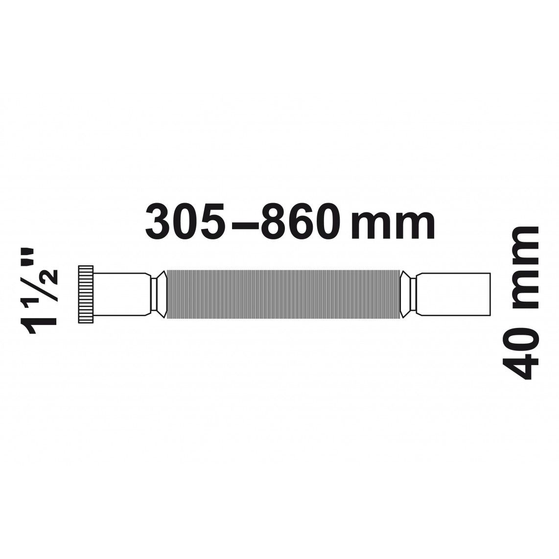 98836848 Magic Pipeflex, flexible connection hose, plastic, white, 1 1/2" female x 40 mm, 305-860 mm vue 2
