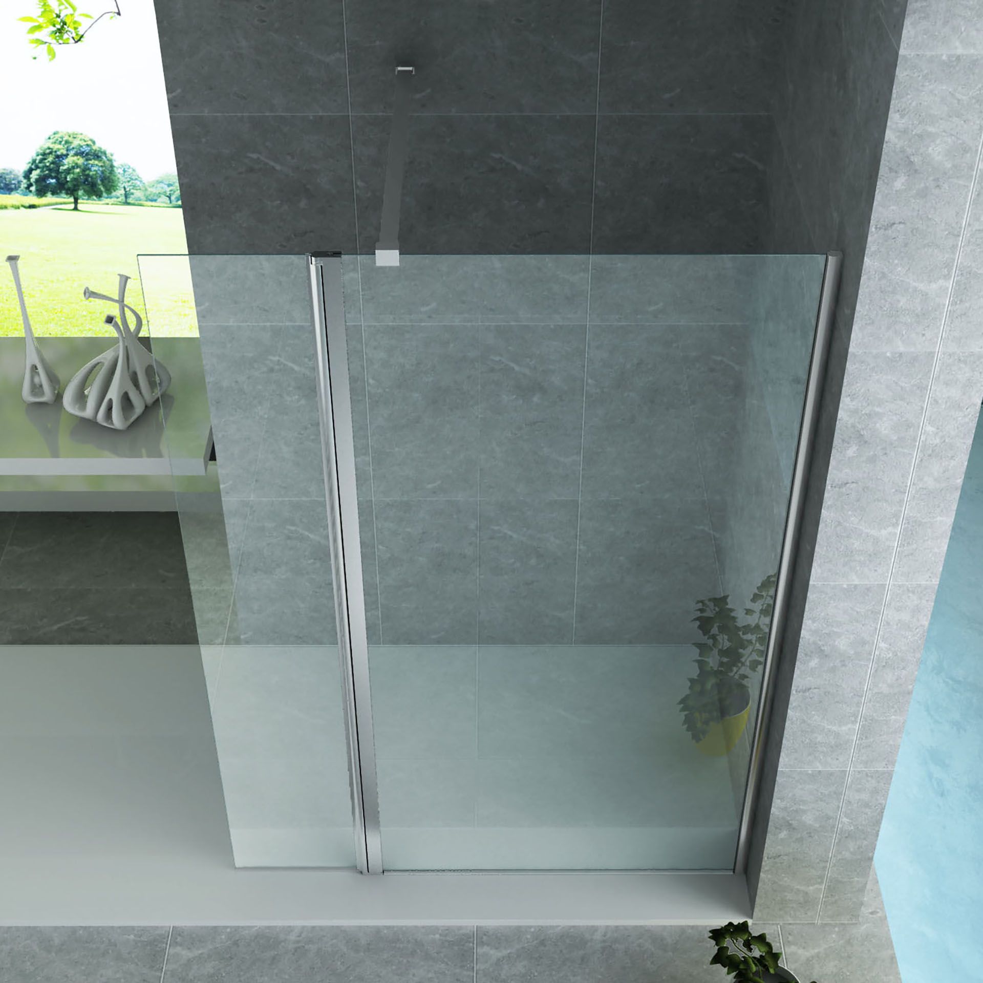 ALONI PAROI LATÉRALE POUR DOUCHE À L’ITALIENNE – PIVOTANTE - 600X2000MM - CHROME-VERRE CLAIR vue 5