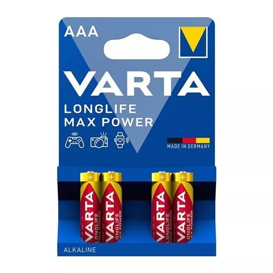 Blister de 4 piles alcaline Longlife Max Power Varta 1.5V LR03 - AAA