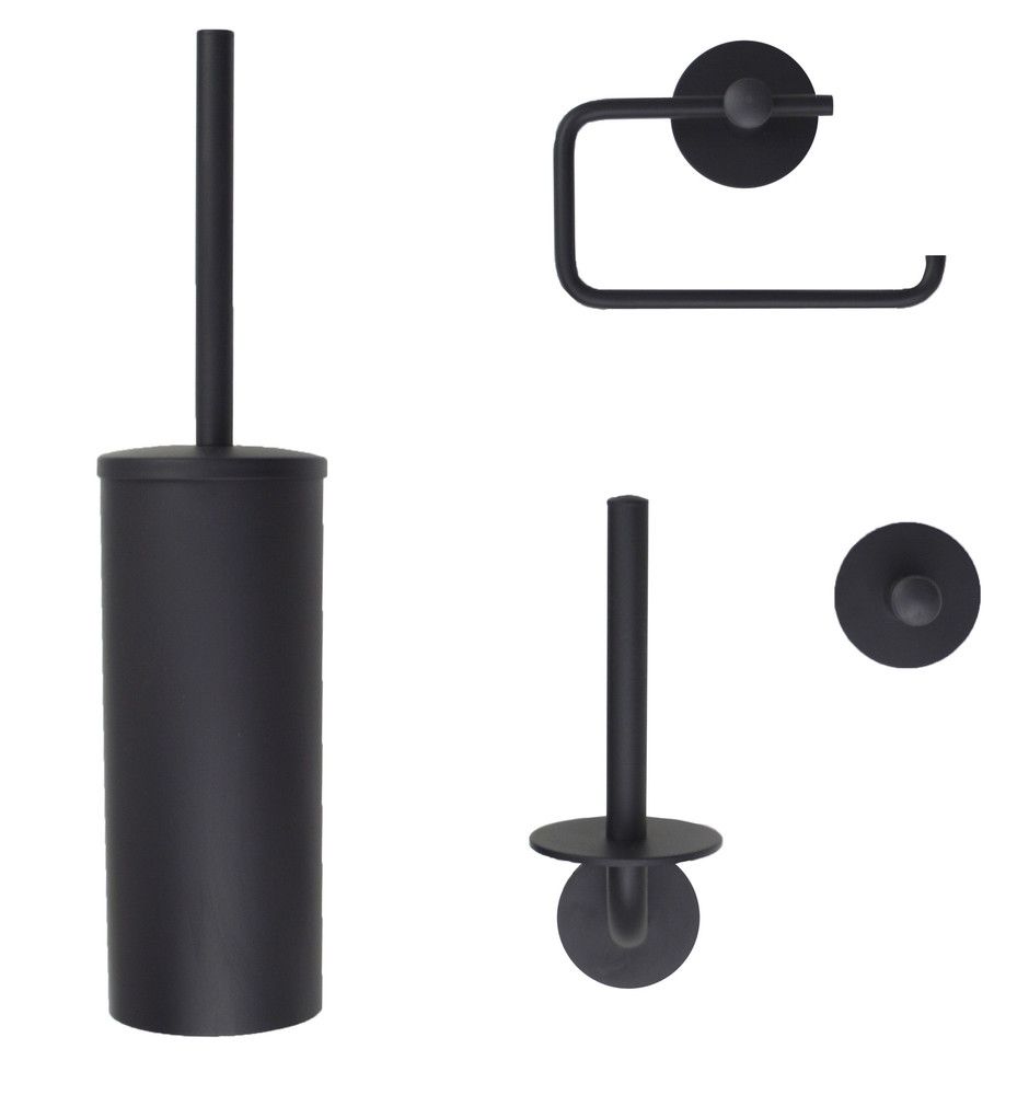 Van Marcke Nero Porte-balai WC Porte-papier (réserve) 1 Crochet Noir Mat