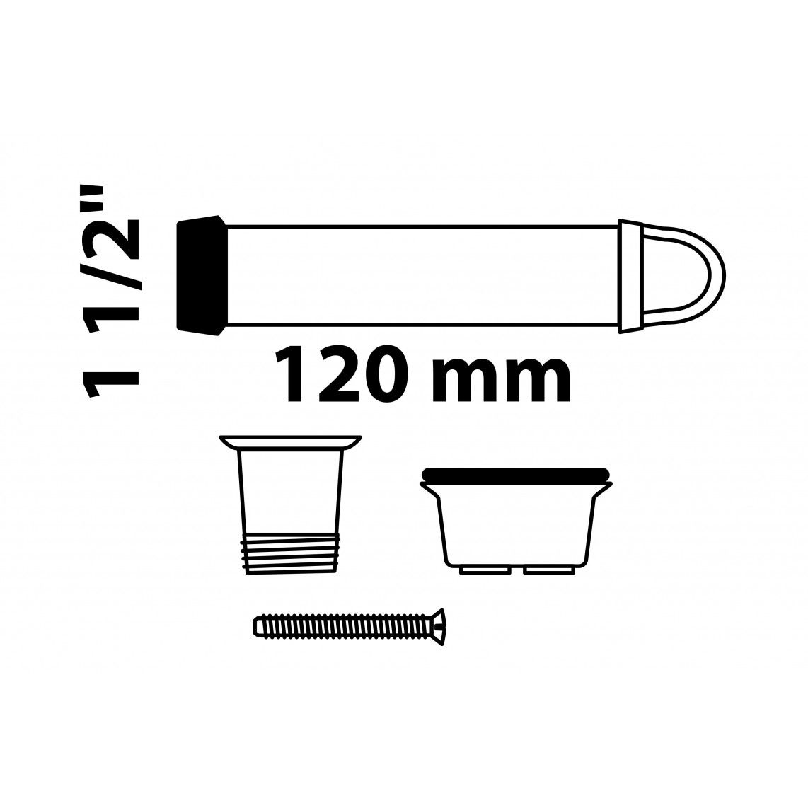 98809118 Standpipe valve, chrome, 1 1/2" x 120 mm, with screw connection vue 2