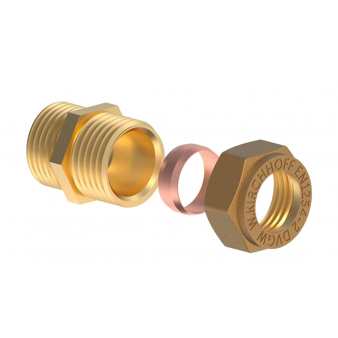 989457417 Transition piece, brass, 15 mm x 1/2" male, clamp fitting for copper pipe vue 3