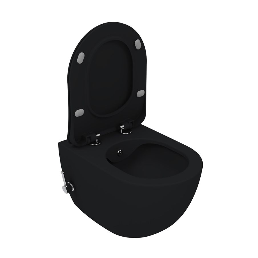 CREAVIT FREE WC SUSPENDU AVEC BIDET – SANS BRIDE – AVEC MÉLANGEUR BIDET EAU CHAUDE ET FROIDE – SANS ABATTANT – NOIR CHARBON MAT vue 5