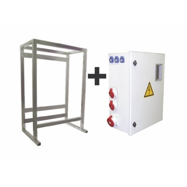 Coffret de chantier 32A + compteur + sélecteur réseau + châssis