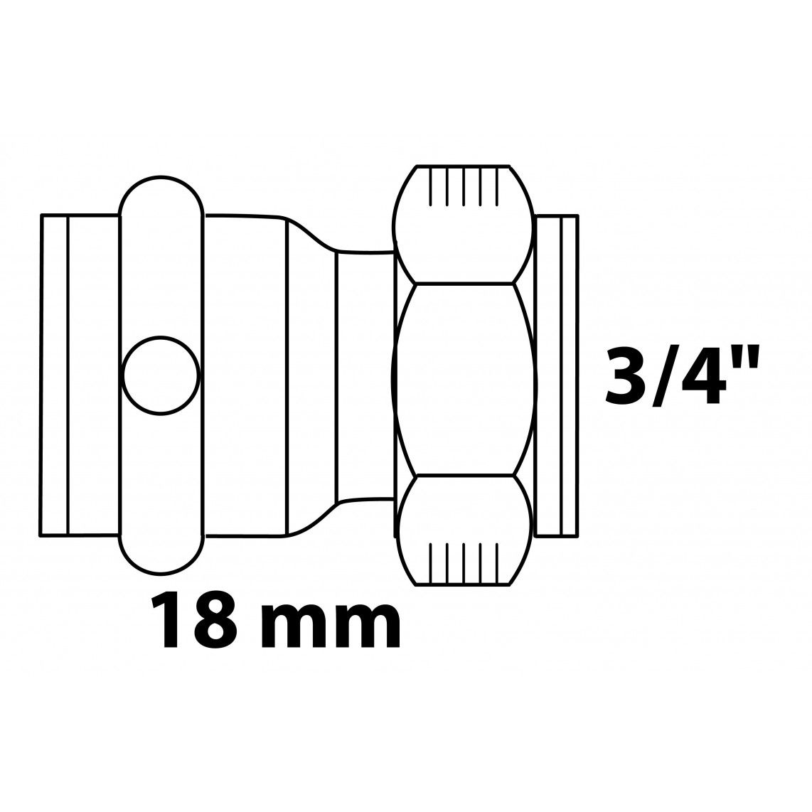 988628654 BR overgang schroefverbinding, blanco, 18 mm x 3/4"BI, 1 mof, (P4355) vue 3