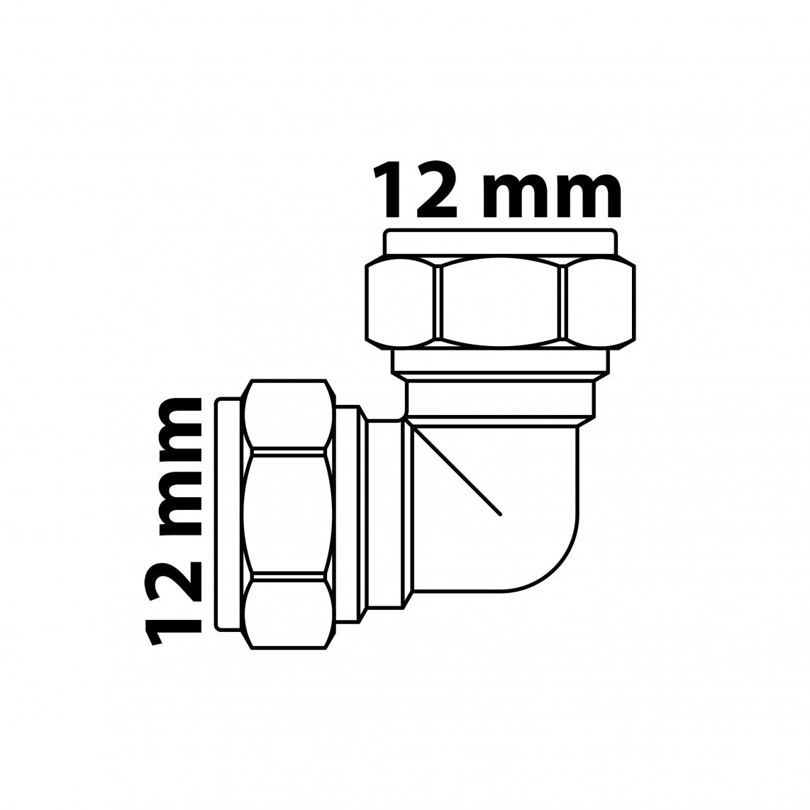 989451117 MS knie 90°, blanco, 12 mm, knelfitting voor koperen buis vue 5