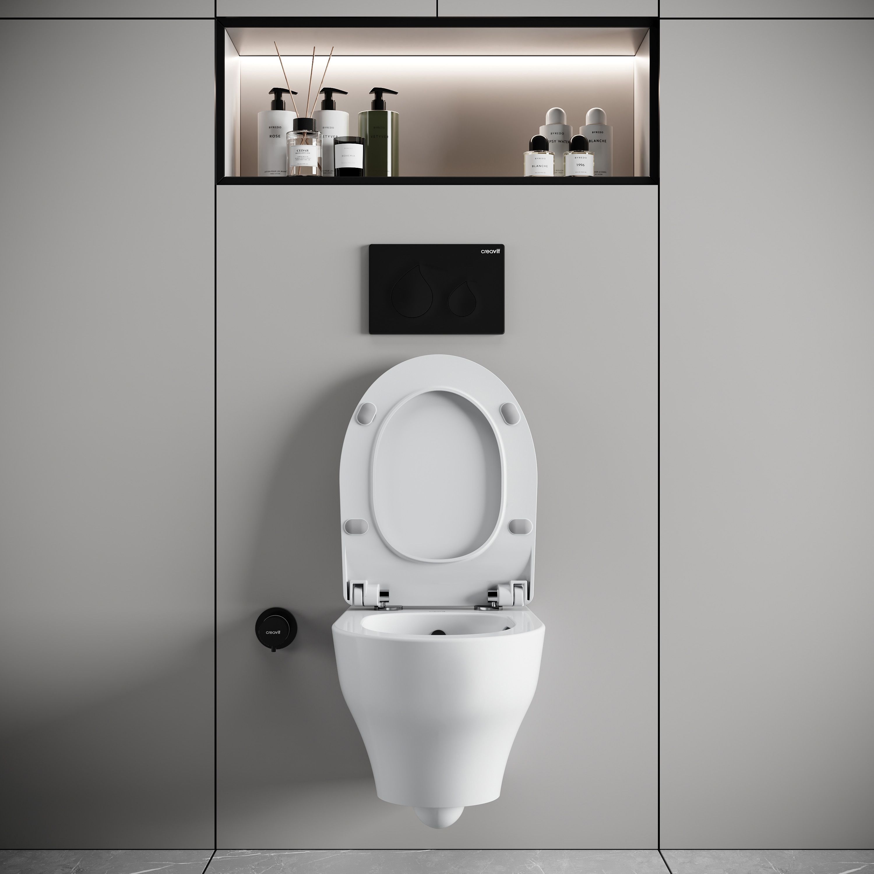 CREAVIT NESS WC SUSPENDU AVEC BIDET - TORNADO FLUSH - SANS BRIDE - SANS ABATTANT WC - BLANC BRILLANT vue 5