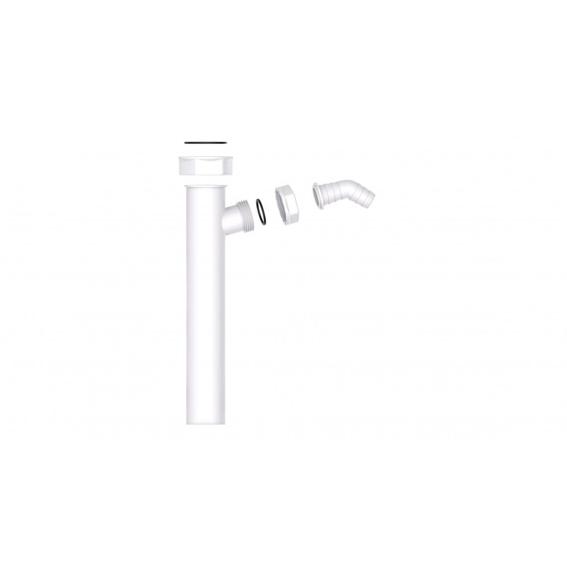 98837348 Immersion tube, plastic, white, 1 1/2" female x 250 mm, for DN 40 mm trap, with 3/4" device connection vue 5
