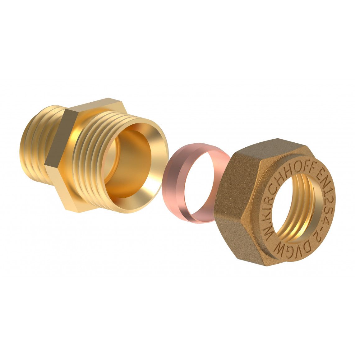 989457617 MS overgangsstuk, blanco, 18 mm x 1/2"BU, knelfitting voor koperen buis, vue 3