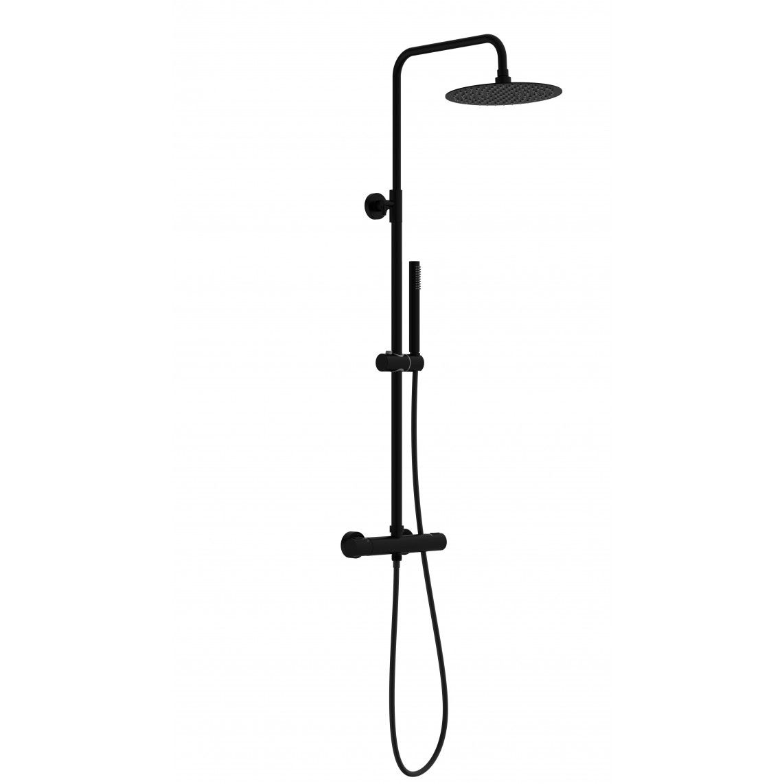 60074 AQUADUCT Overhead shower set, black matt, with thermostatic mixer vue 3