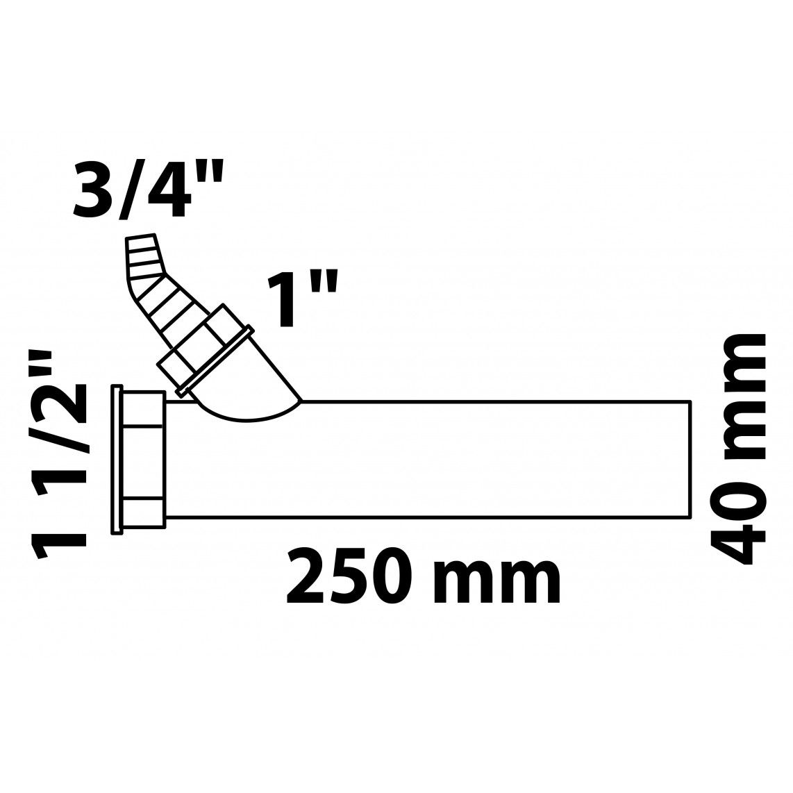 98837348 Immersion tube, plastic, white, 1 1/2" female x 250 mm, for DN 40 mm trap, with 3/4" device connection vue 6