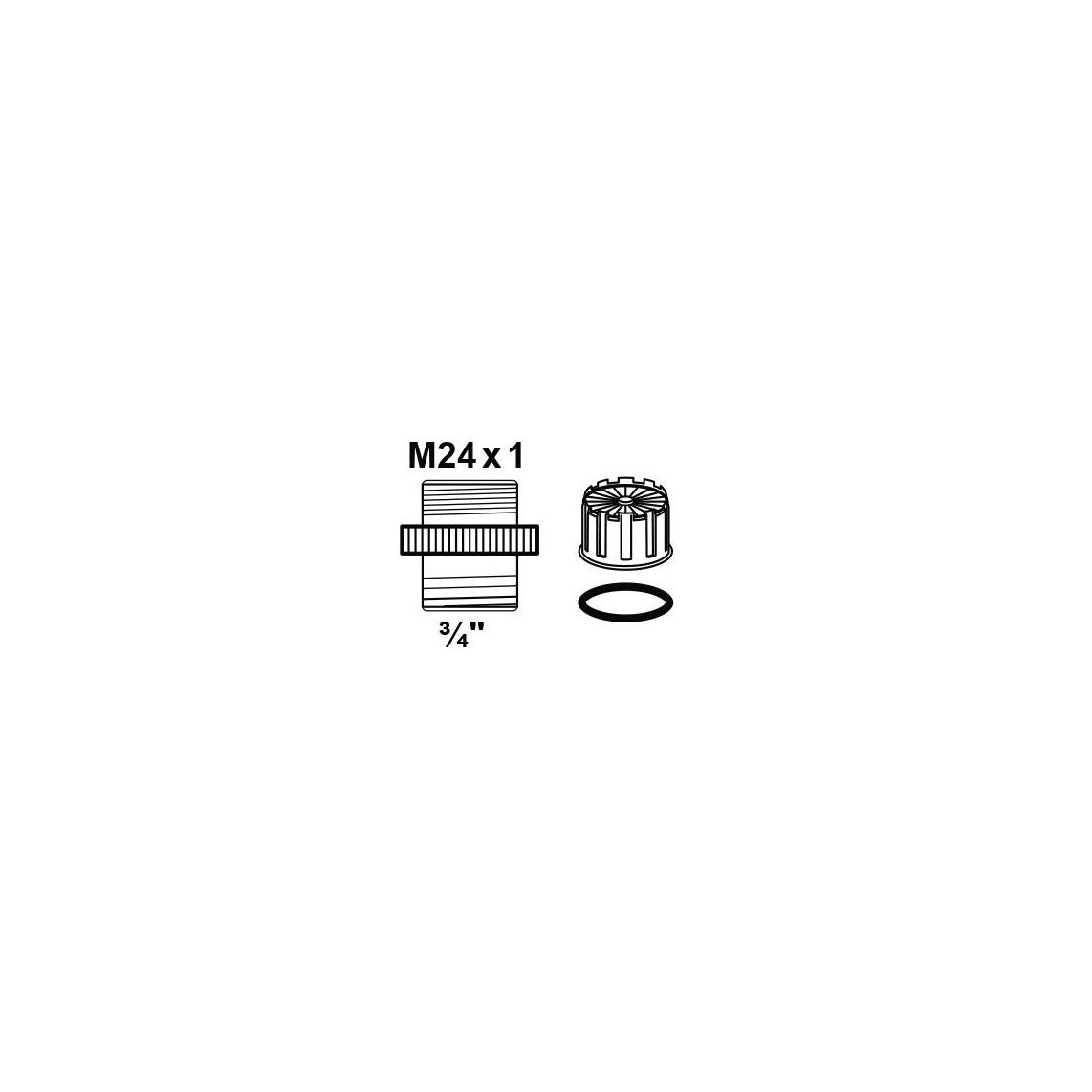 98932744 Transition piece, brass, chrome, 3/4" male x M24 male, with jetbreaker vue 2