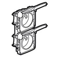 Plexo prise 2 x 2 pôles + T verticale auto 10 / 16A 250V composable Blanc